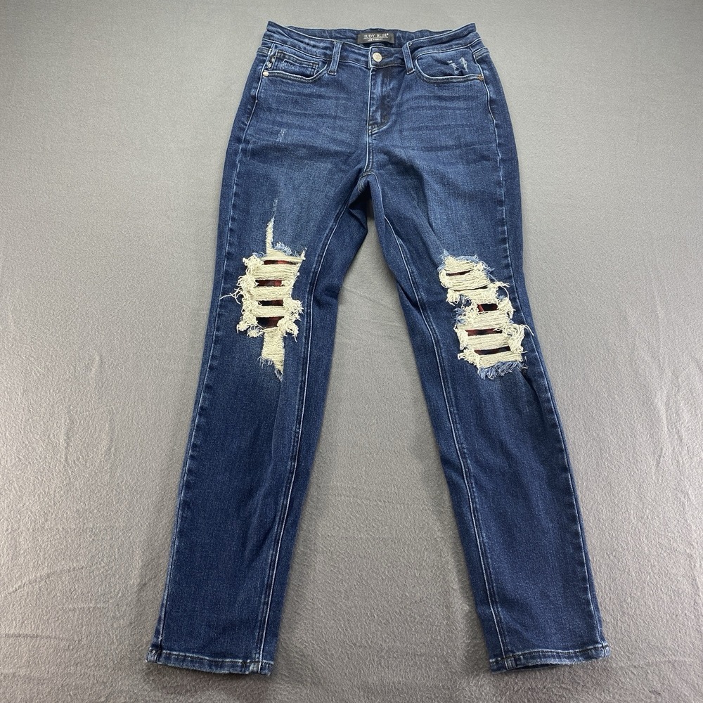 Judy Blue Jeans Womens 7/28 Blue‎ Mid Rise Stretch Grunge Skater